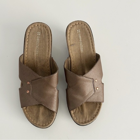 Naturalizer Shoes - Naturalizer Metallic Brown Slide Sandals